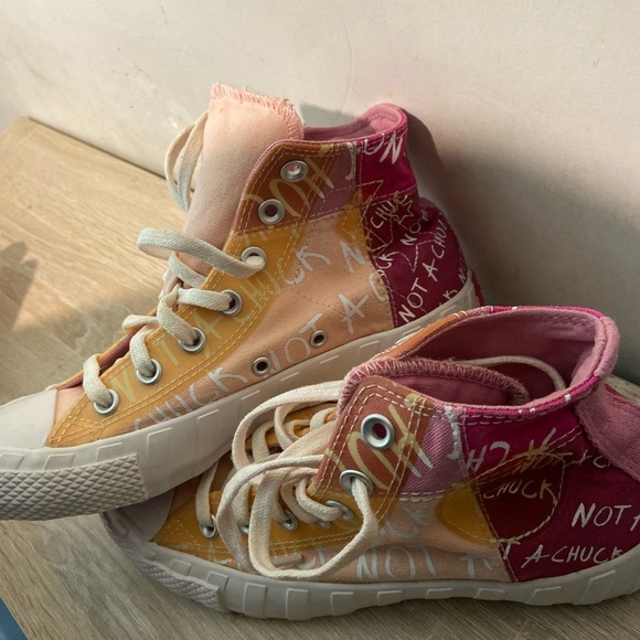 Converse Kids High-Top Sneakers - Pink and Yellow - Picture 1 of 4